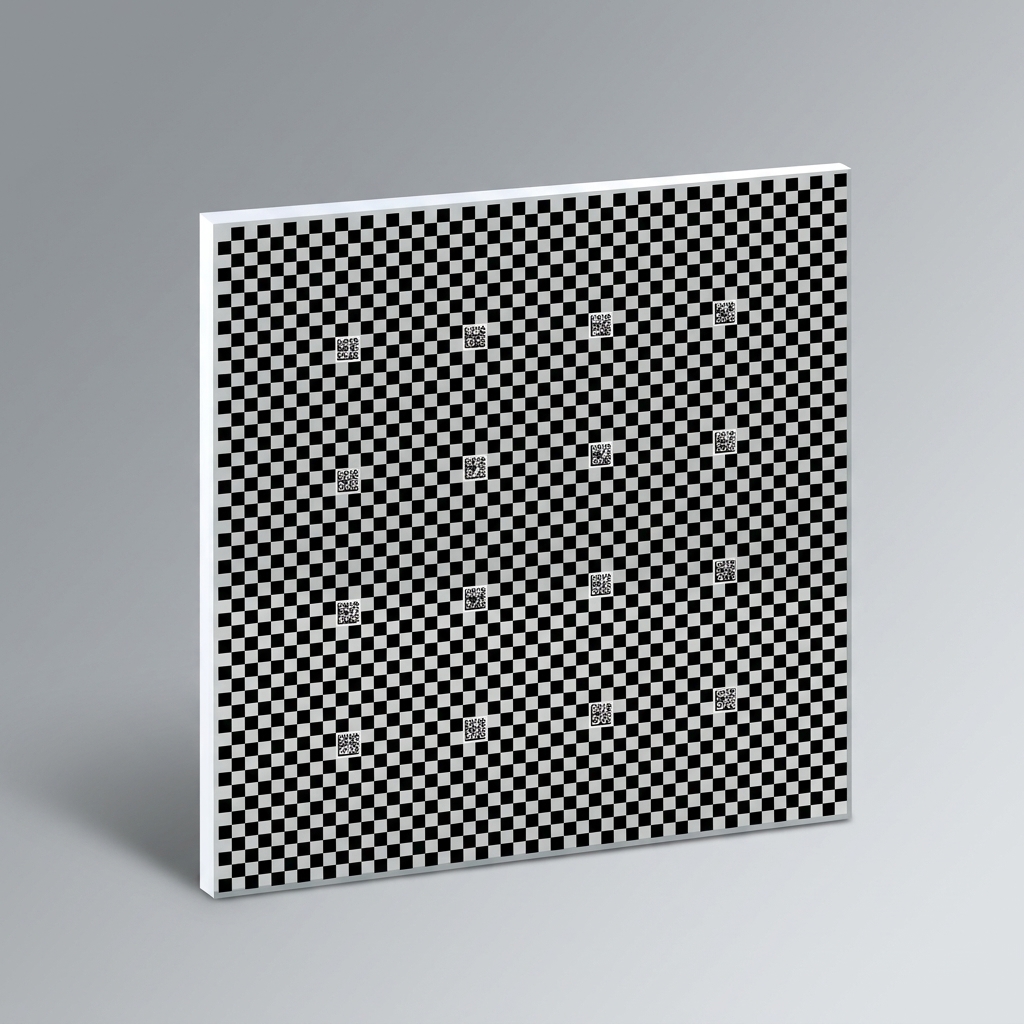 Checkerboard calibration target with embedded Data Matrix markers