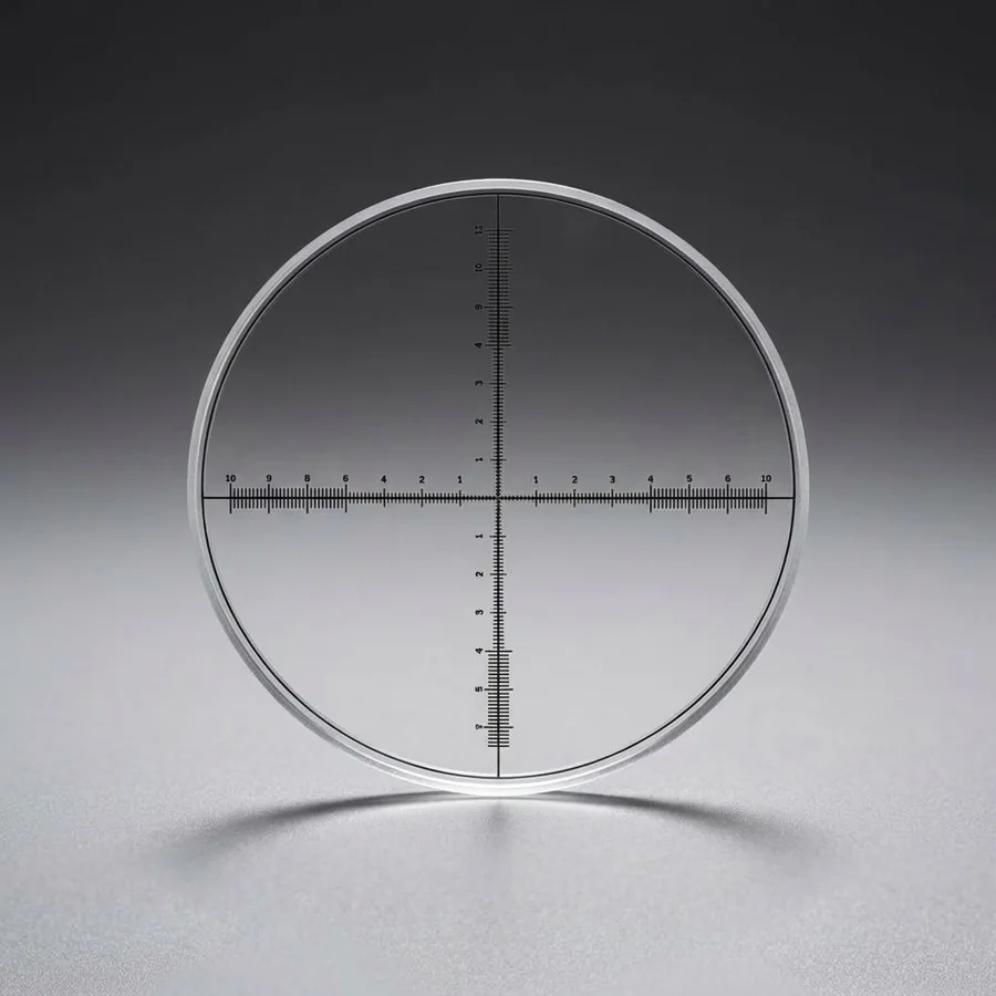 Crosshair reticle patterned on glass